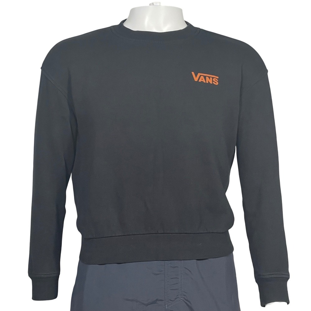 Vans Black Crewneck Sweatshirt S Orange Back Graphic Off The Wall Streetwear